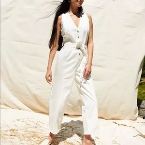 NWT Madewell Denim Sleeveless Tie-Waist Jumpsuit